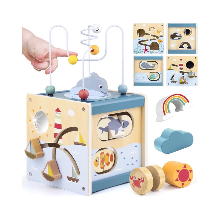 Montessori Airlab Wooden Ocean Activity Cube