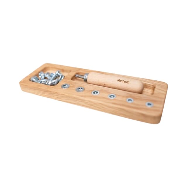 THREEWOOD Montessori Screw Board Name on Screwdriver