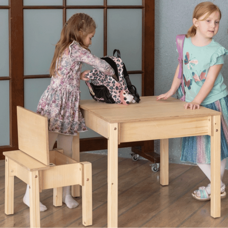 Family SCL Space-Saving Storage Table & Chair Set Unpainted