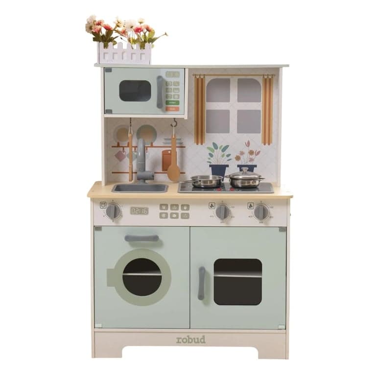 Robud Wooden Kids Play Kitchen Set Fresh Garden
