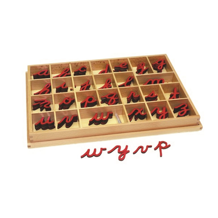 Montessori Alison's Montessori Small Movable Alphabet Cursive Red