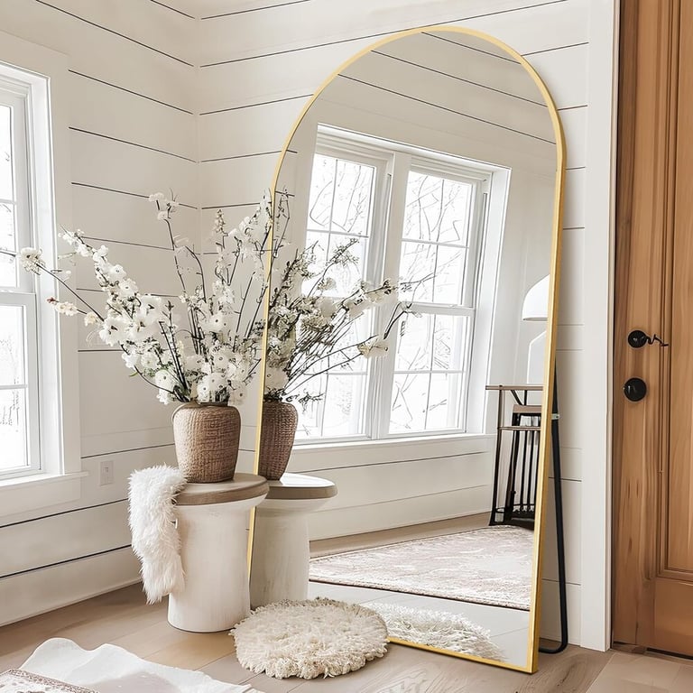 Montessori NicBex Arched Oversized Full Length Mirror With Stand 76 x 35 Inches Gold