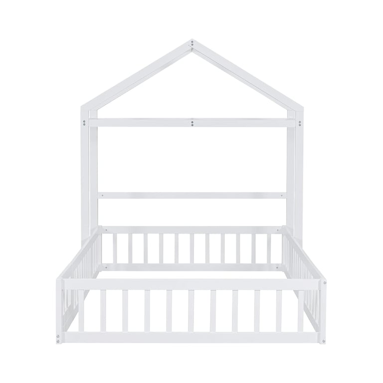 Montessori Harper & Bright Designs Full Size House Bed White With Guardrail