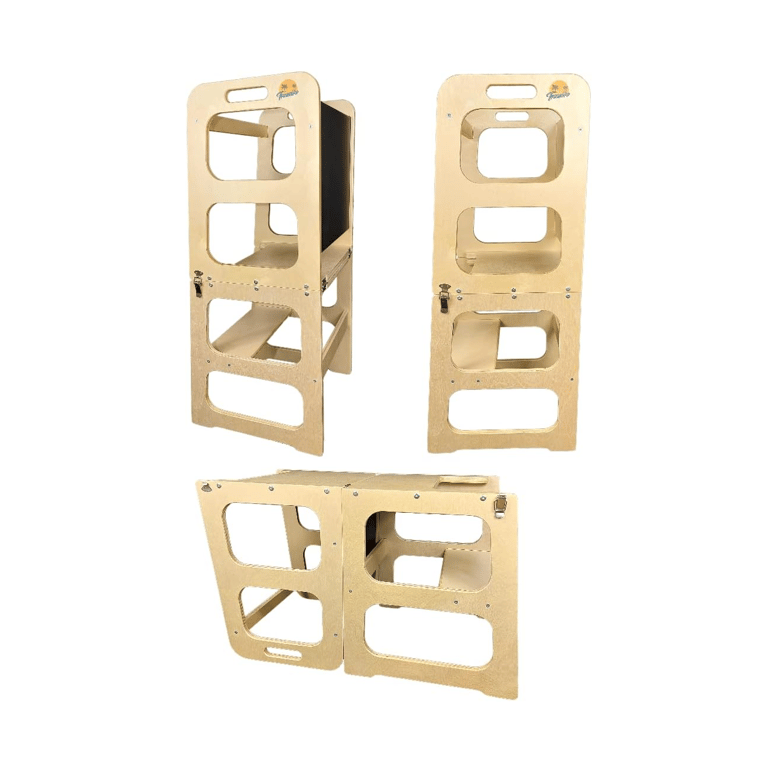 Montessori Treasure Kids 3-in-1 Toddler Tower With Chalkboard