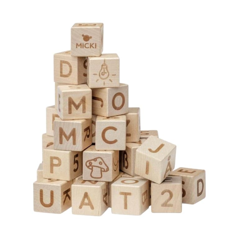 Micki Premium Wooden Letter and Number Building Blocks