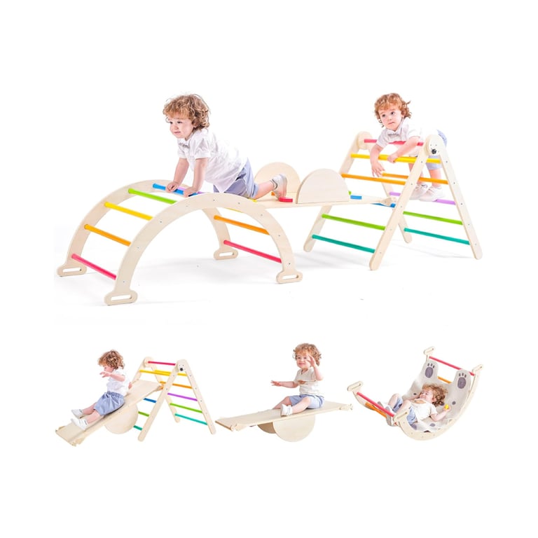 Montessori Yojoker 5-in-1 Pikler Triangle Set With Ramp Sliding