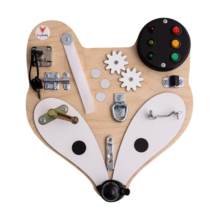 Foxy Family Wooden Busy Board Beige Fox Head