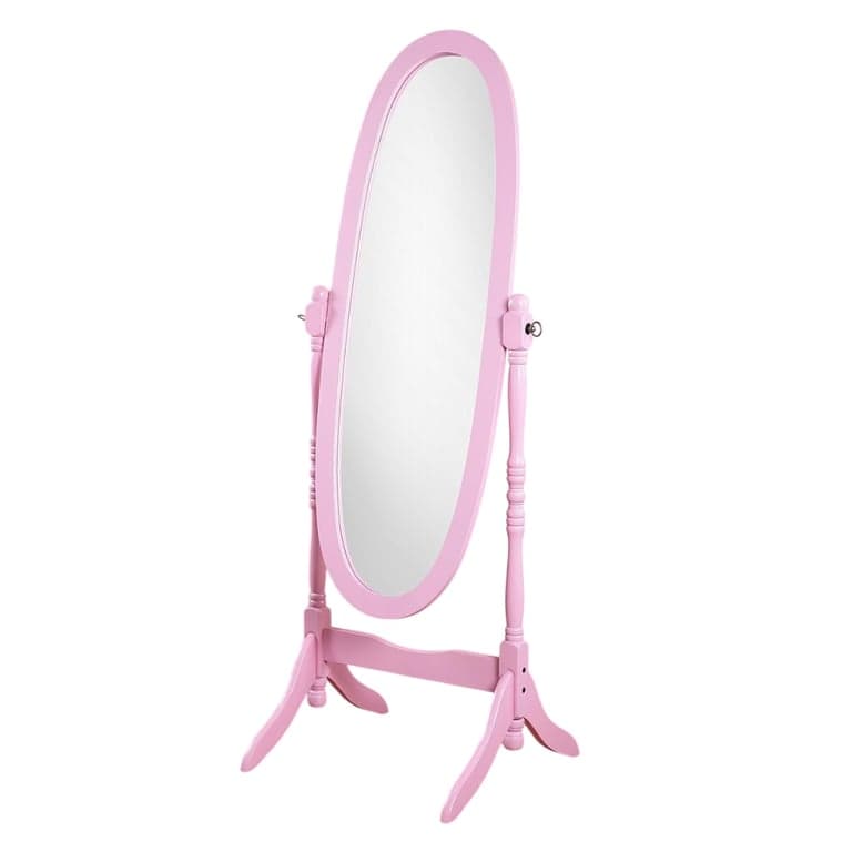Montessori Roundhill Furniture Queen Anna Style Floor Cheval Mirror Pink