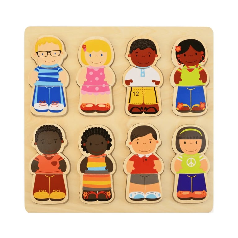 Montessori Discovery Toys We All Belong Diversity 2-Sided Wooden Puzzle