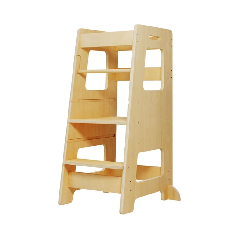 Montessori Wood City Learning Tower With Adjustable Height Natural