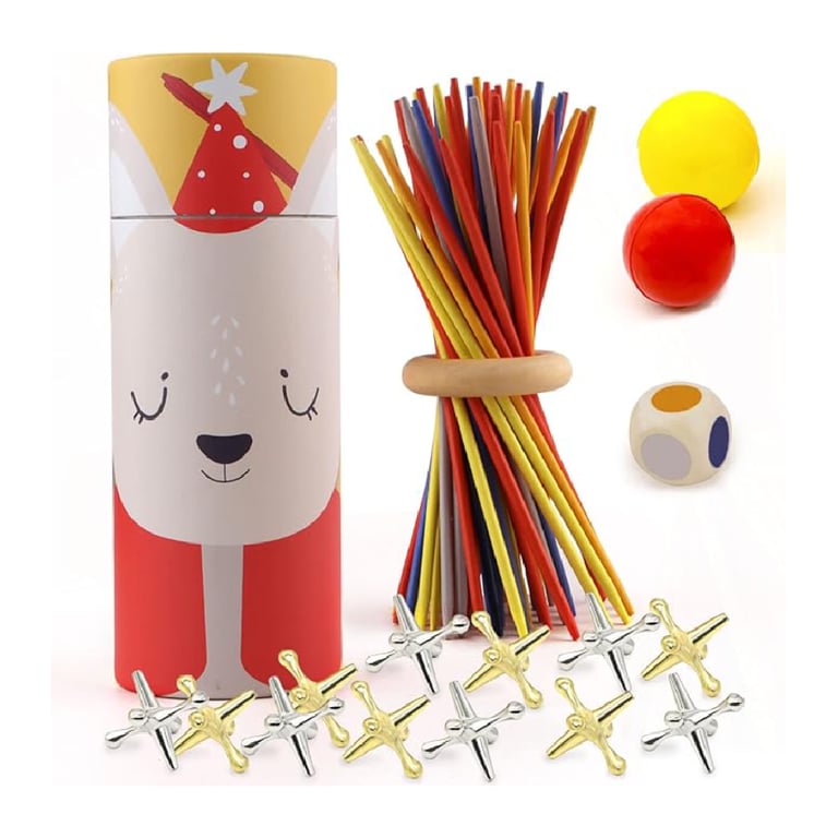 Montessori ATOSHP Pick Up Sticks and Jacks Game 60 Pieces