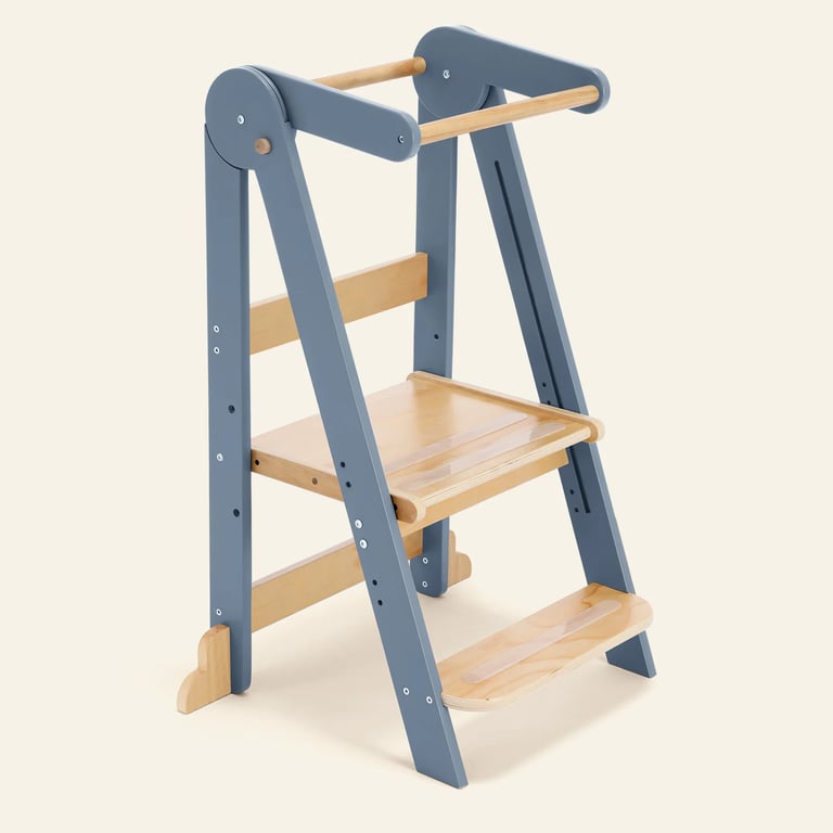 Montessori HARPPA Nordi Foldable Toddler Tower Blue Haze and Grey