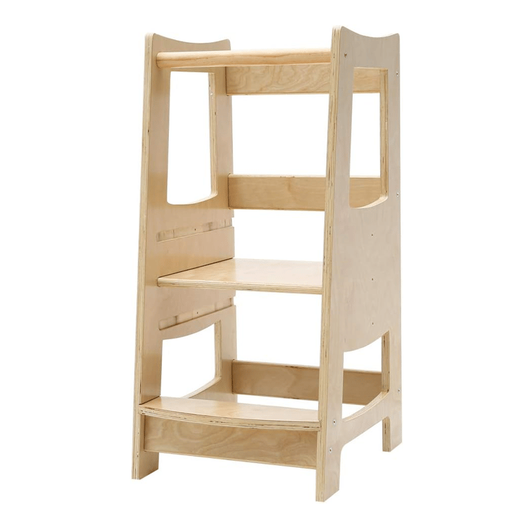 Montessori EGREE Toddler Kitchen Step Stool With Safety Rail Natural