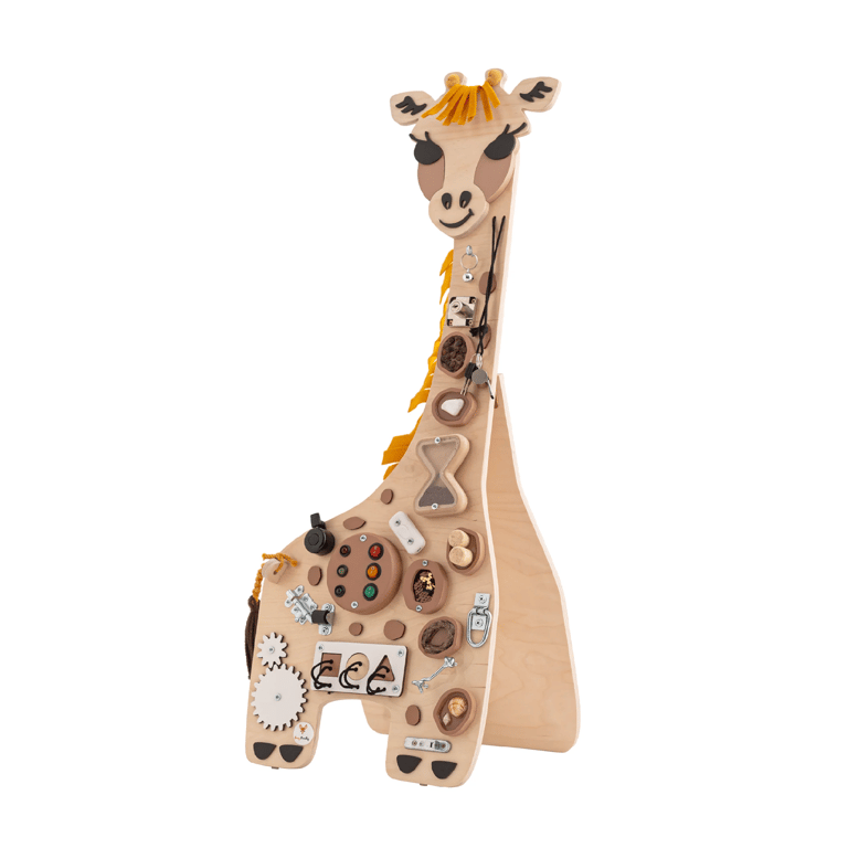 Montessori Foxy Family Busy Board Giraffe No Name With Stand