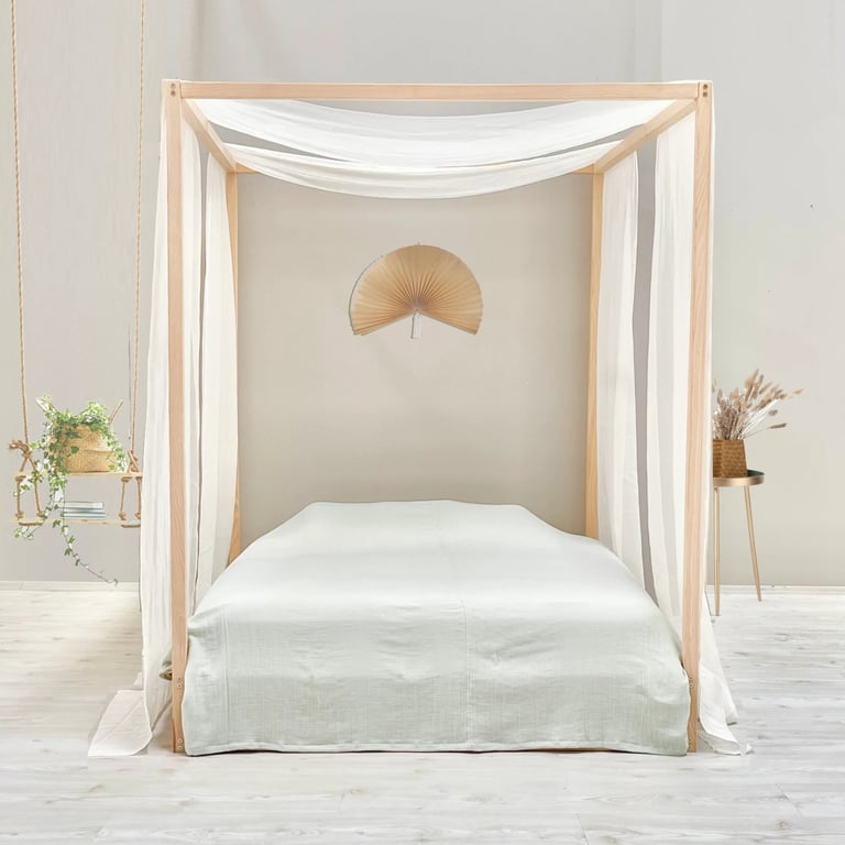 Montessori Simre Kids Four Poster Floor Bed Double