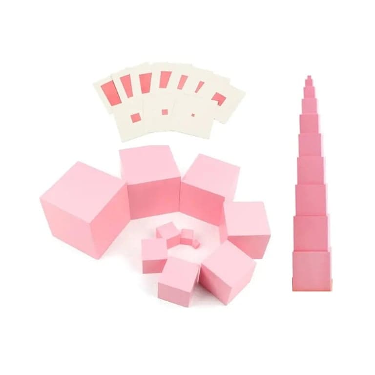 Montessori Mon Jouet Montessori Montessori Pink Tower With Cards
