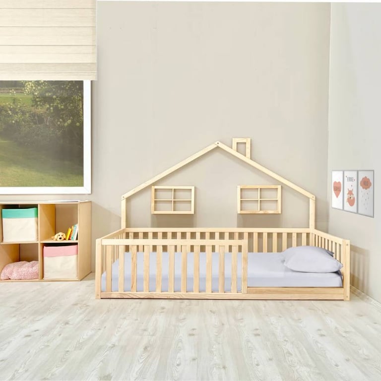 Montessori Simre Home Living Floor Bed House Frame With Rails Single