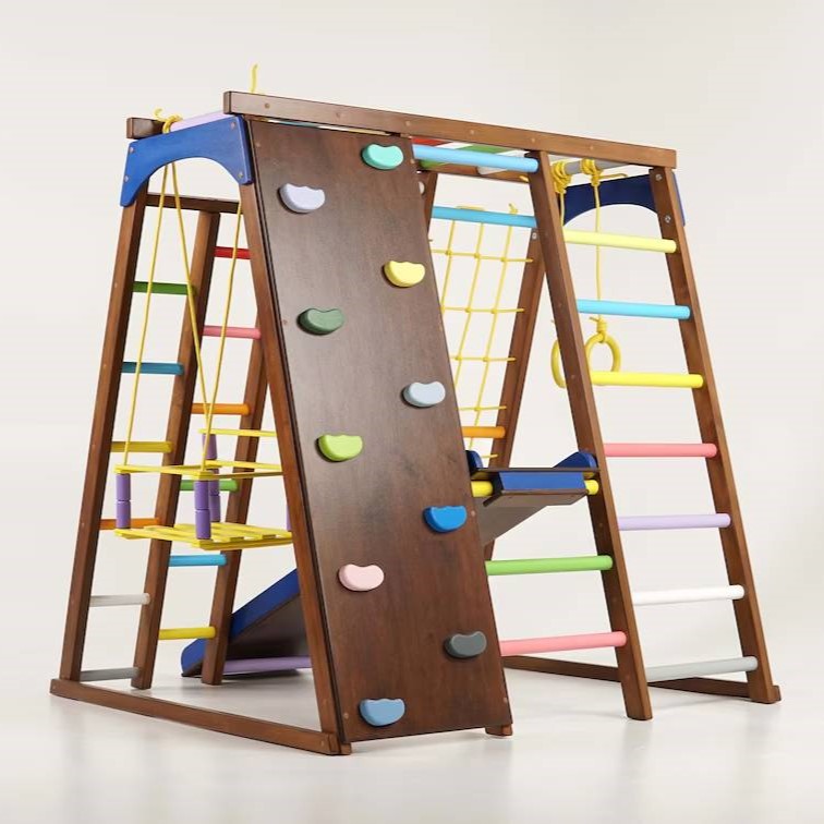 Montessori Tod Gym Playground Set Climbing Gym Brown