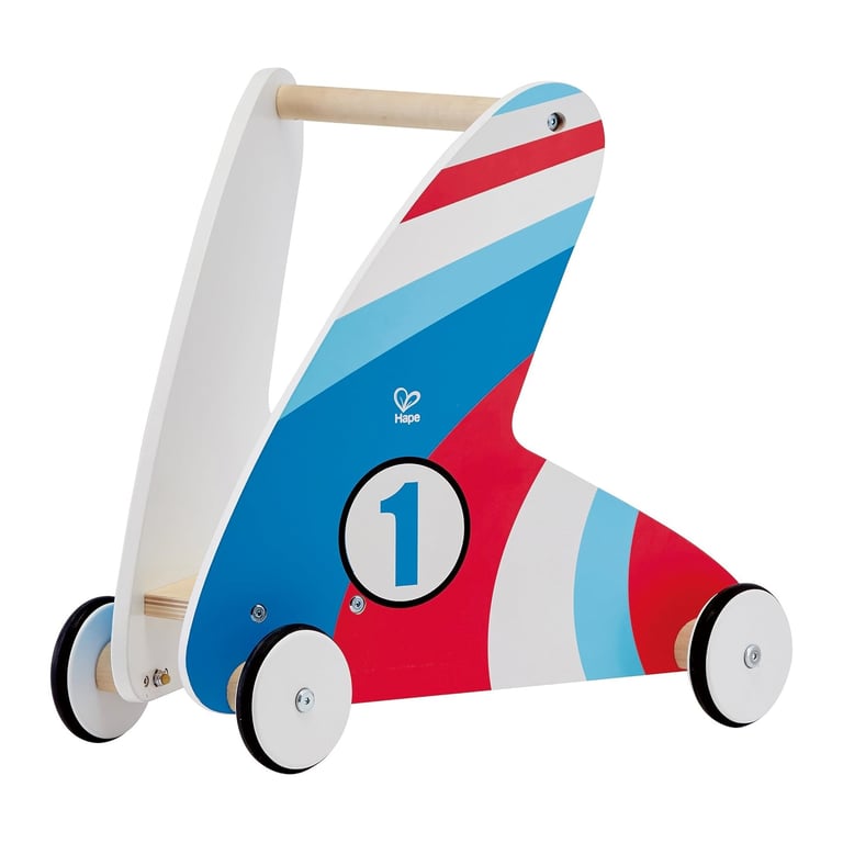 Montessori Hape Racing Stripes Wooden Push and Pull Walker