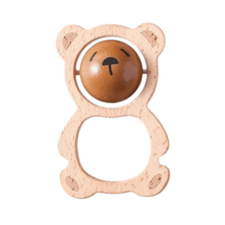 OkidoKids Wooden Bear Grasping Rattle - Montessori Product