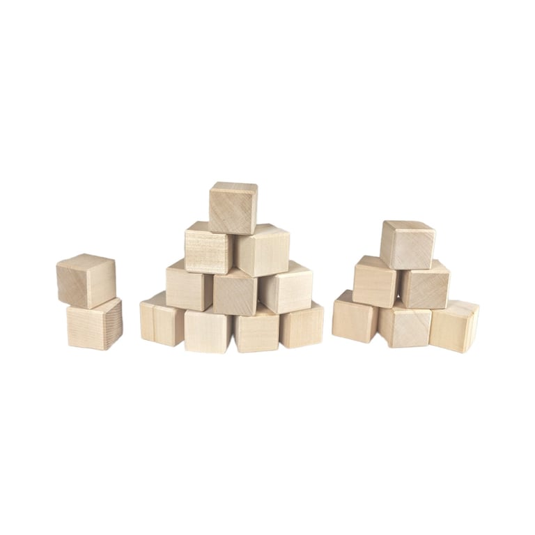 Montessori Playspire Wood Cube Blocks Unfinished