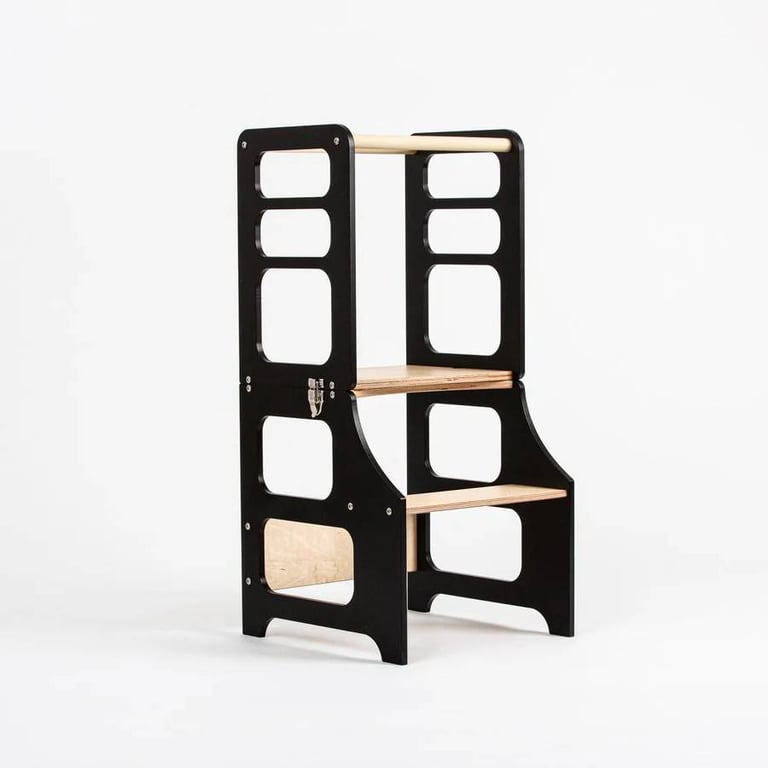 Montessori The Learning Tower Company The Classic Convertible Learning Tower Black/Natural Wood Without Slide