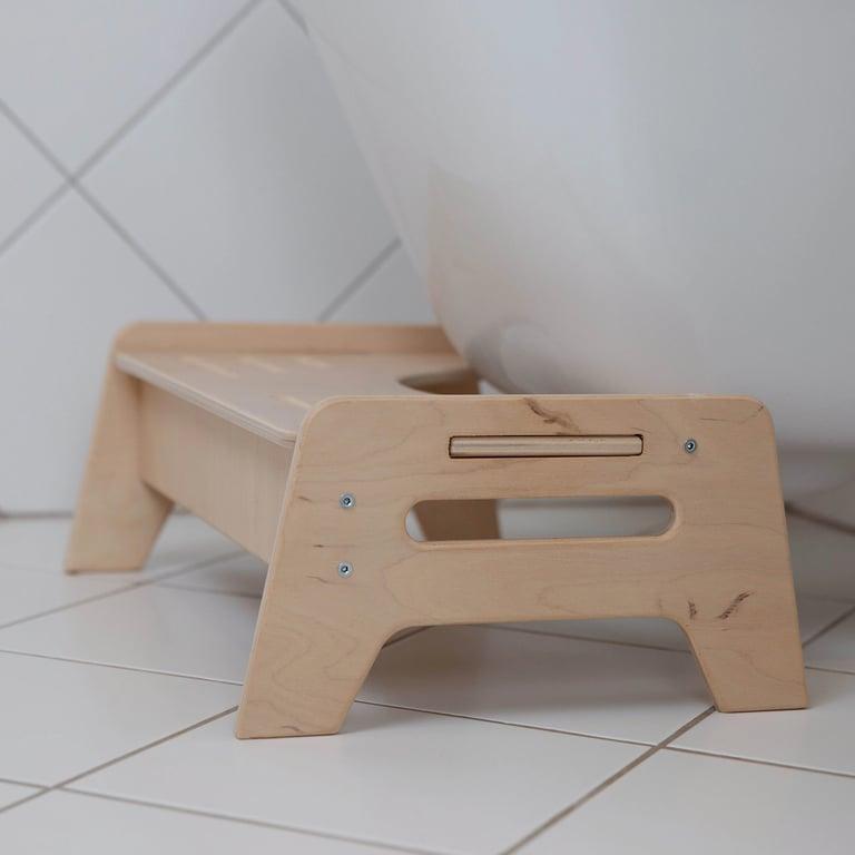 Montessori Wood and Hearts Wooden Bathroom Step Stool Natural