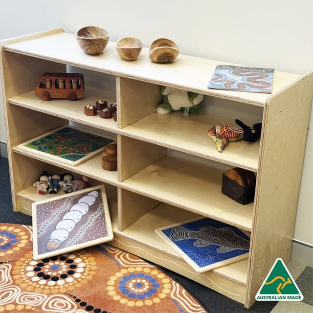 Education National Emu in the Sky Indigenous Wooden Shelf Unit Golden Pine