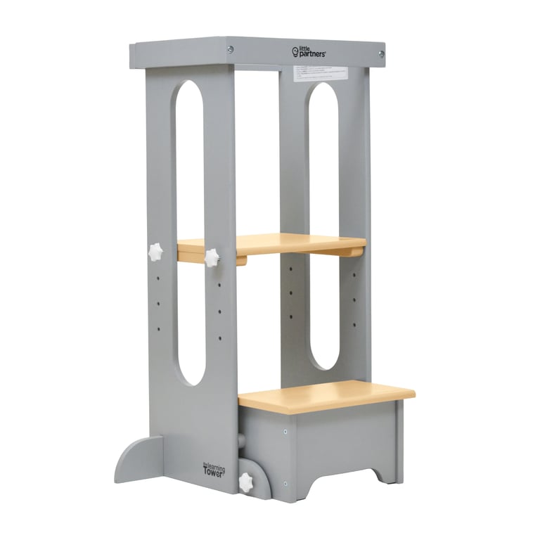 Montessori Little Partners Explore 'N Store Learning Tower Silver Drop With Natural