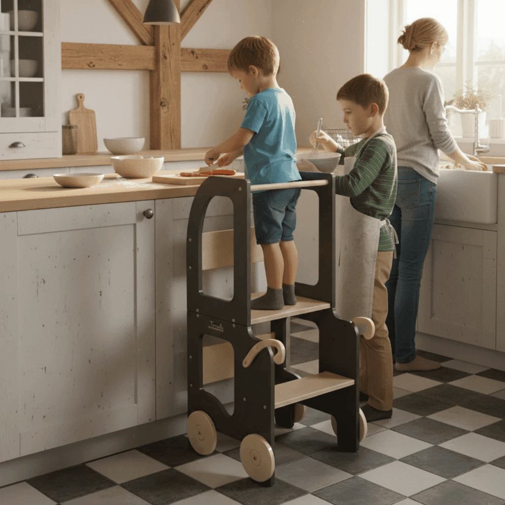 Family SCL Trolley Toddler Tower Black/Natural
