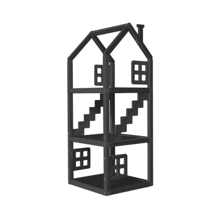 Montessori BusyWood Wooden House Shelf With Windows Black