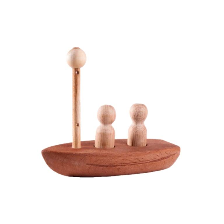 Montessori PoppyBabyCo Wooden Sailboat With Pegs