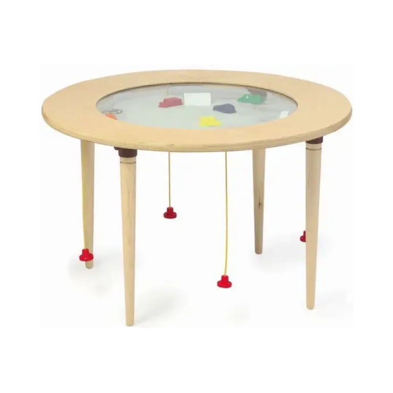 Montessori Gressco Colors and Shapes Round Magnetic Sand Activity Table Natural