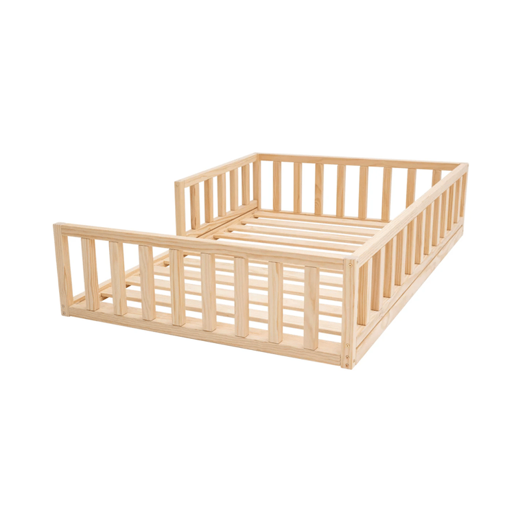 Montessori Little Woodhouse Floor Bed Single Square Rails Without Legs