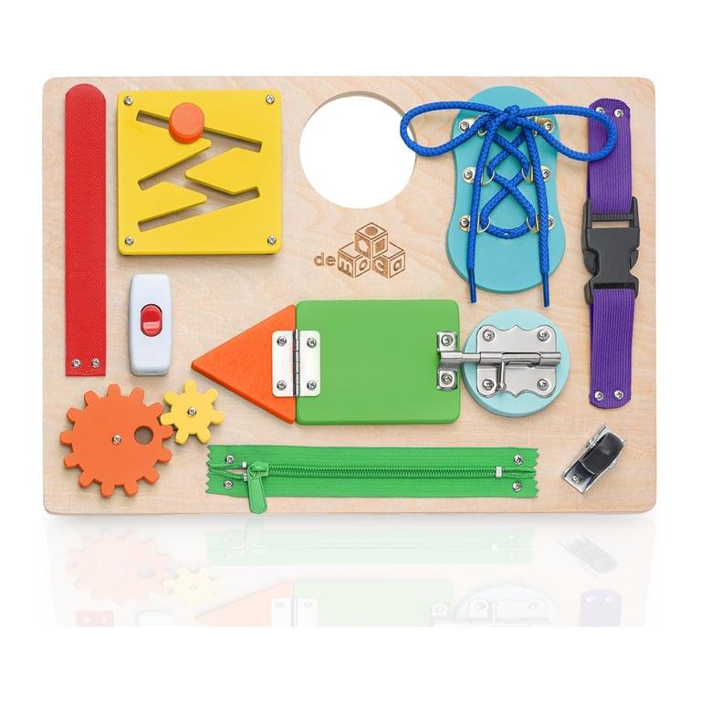 Montessori deMoca Wooden Busy Board With Sensory Toys Color