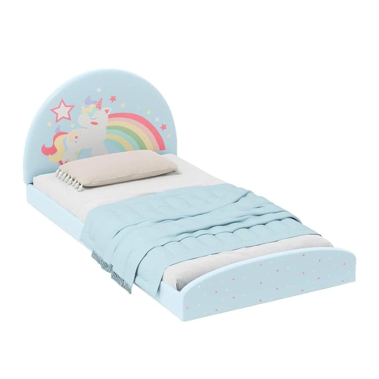 Honey Joy Kids Single Floor Bed Blue Rainbow