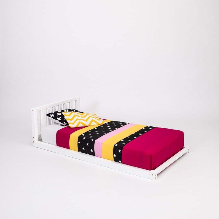 Sweet Home From Wood Wooden Floor Bed With Headboard Double White