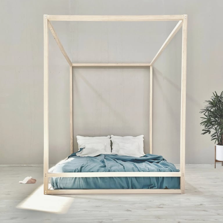 Montessori Simre Kids Four Poster Floor Bed Queen