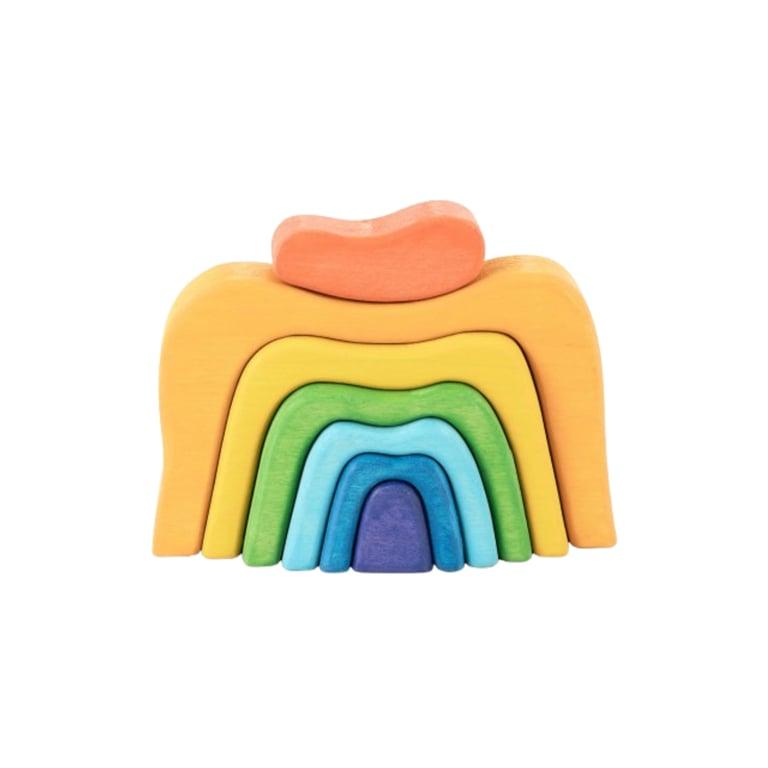 Montessori PoppyBabyCo Wooden Stacking Rainbow Caves Sculptural Blocks