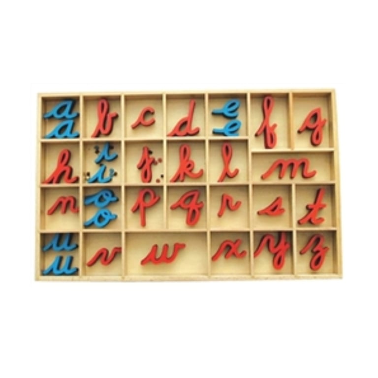 Montessori Alison's Montessori Small Movable Alphabet Cursive Red With Blue Vowels