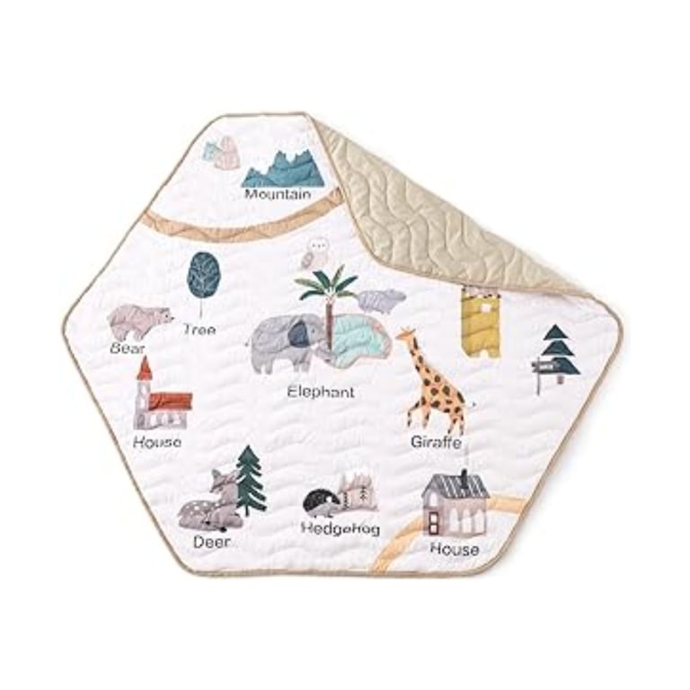 Montessori let's make Play Mat Hexagon Forest Animals