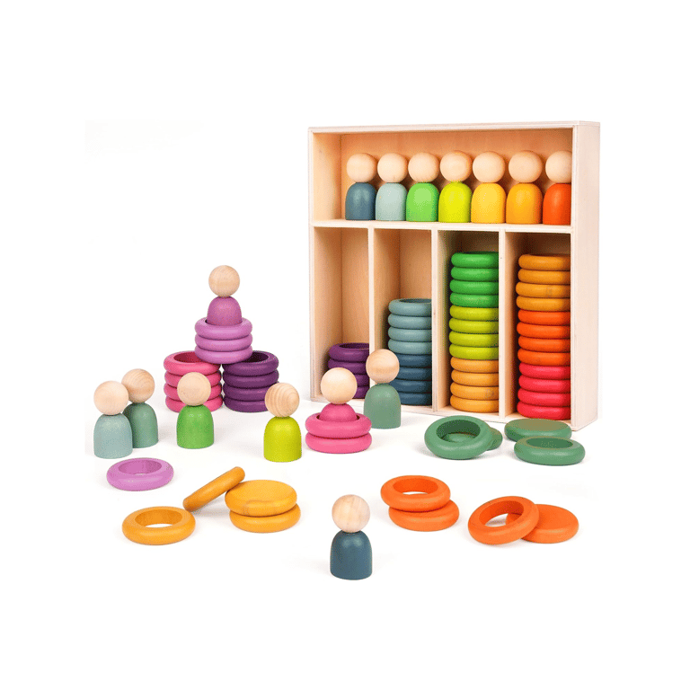 Montessori Agirlgle Color Sorting and Stacking Game