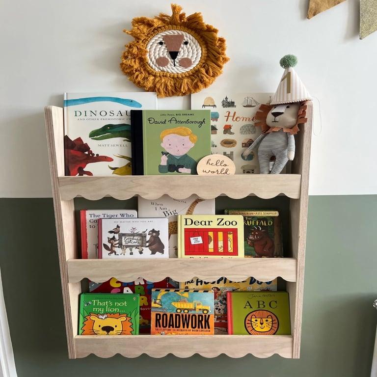 Bear Wood Furniture Scalloped Wall-Mounted Book Shelf Triple