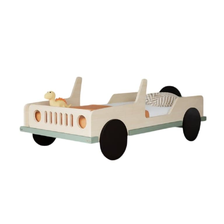 Benlemi Car Bed Safari Transparent Oil Sage Green 160 x 80