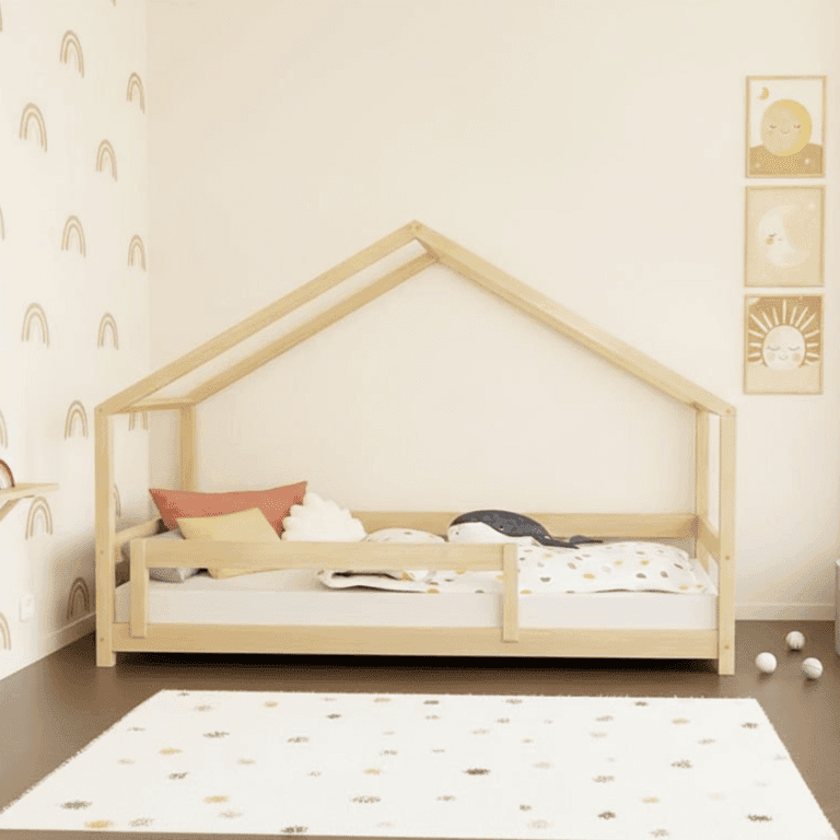 Benlemi House Bed Lucky With Firm Bed Guard Transparent Oil 190 x 90