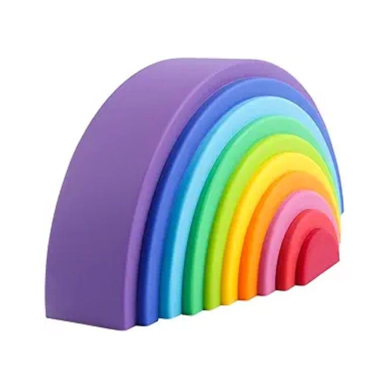 Montessori BLUE GINKGO Silicone Rainbow Stacker 10 Layers