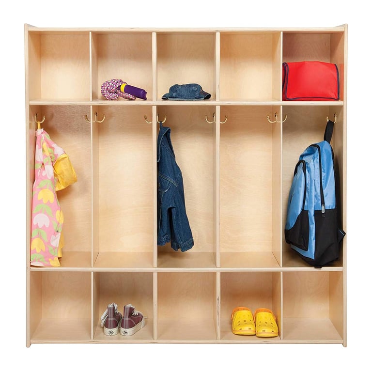 Montessori Contender 5-Section Coat Locker With Cubbies Ready to Assemble