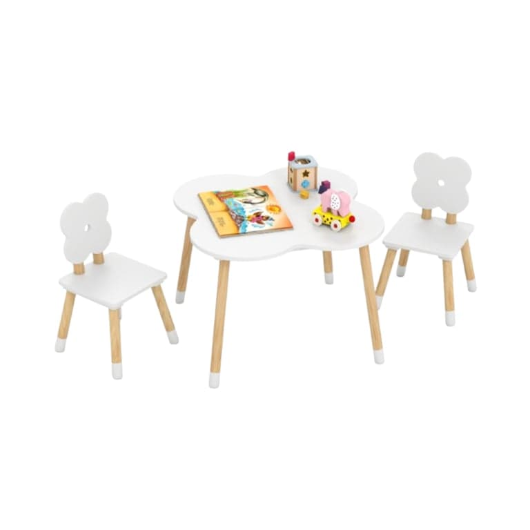 Costway Table and Chairs Set Flower-Shaped White