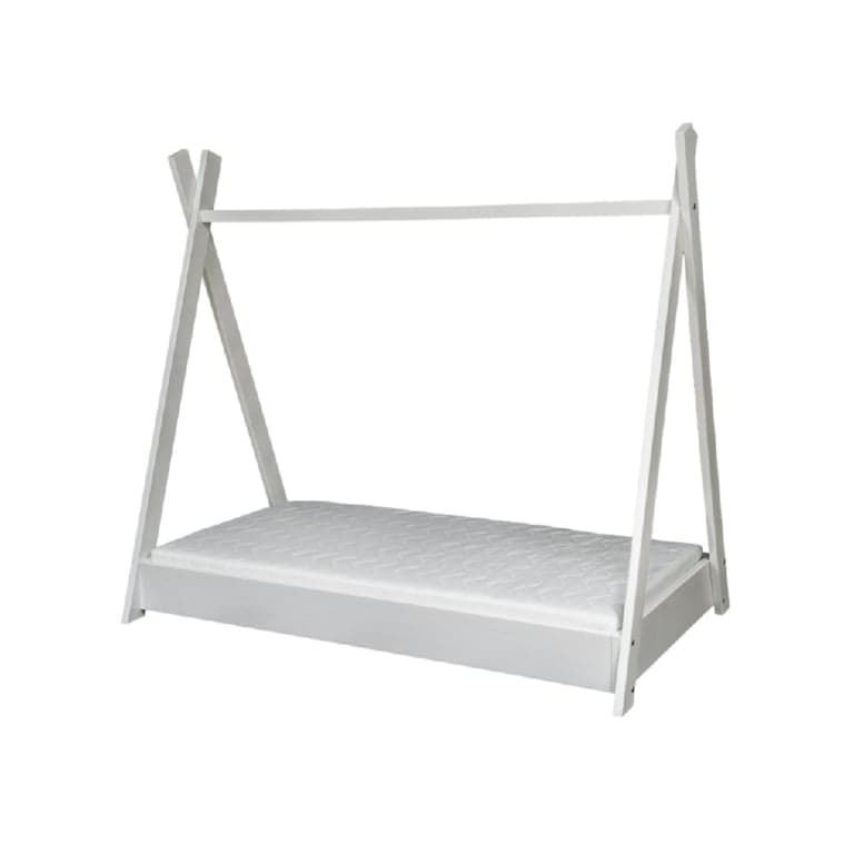 Merly Teepee Floor Bed With Standard Mattress White Toddler Size 160 x 80 cm