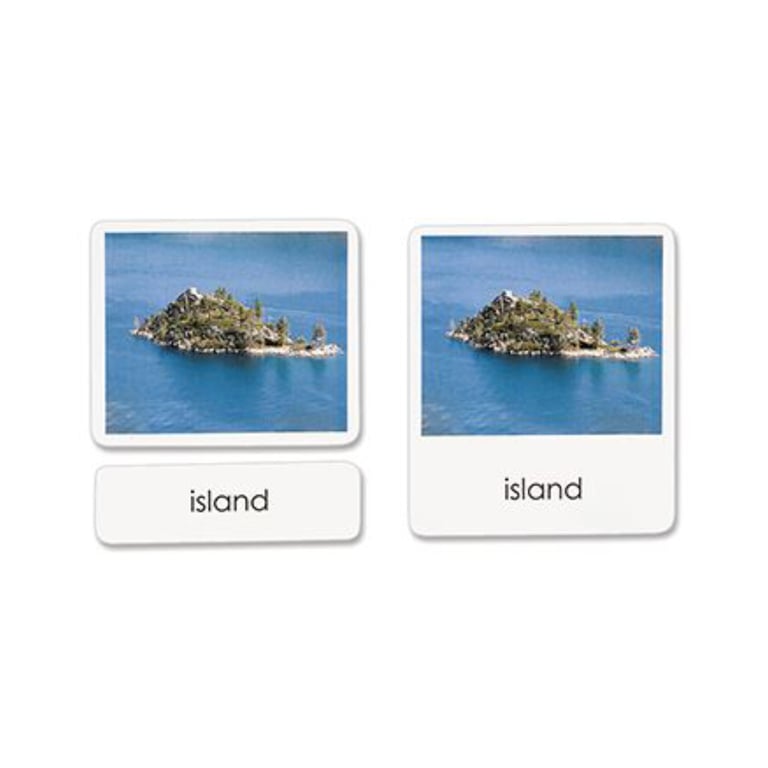 Montessori Maitri Learning Land and Water Cards Set 1 3-Part Reading